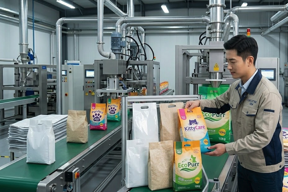 Kitty Litter Factory (B2B): Custom Formulas, Private Label Bags & Container Loading