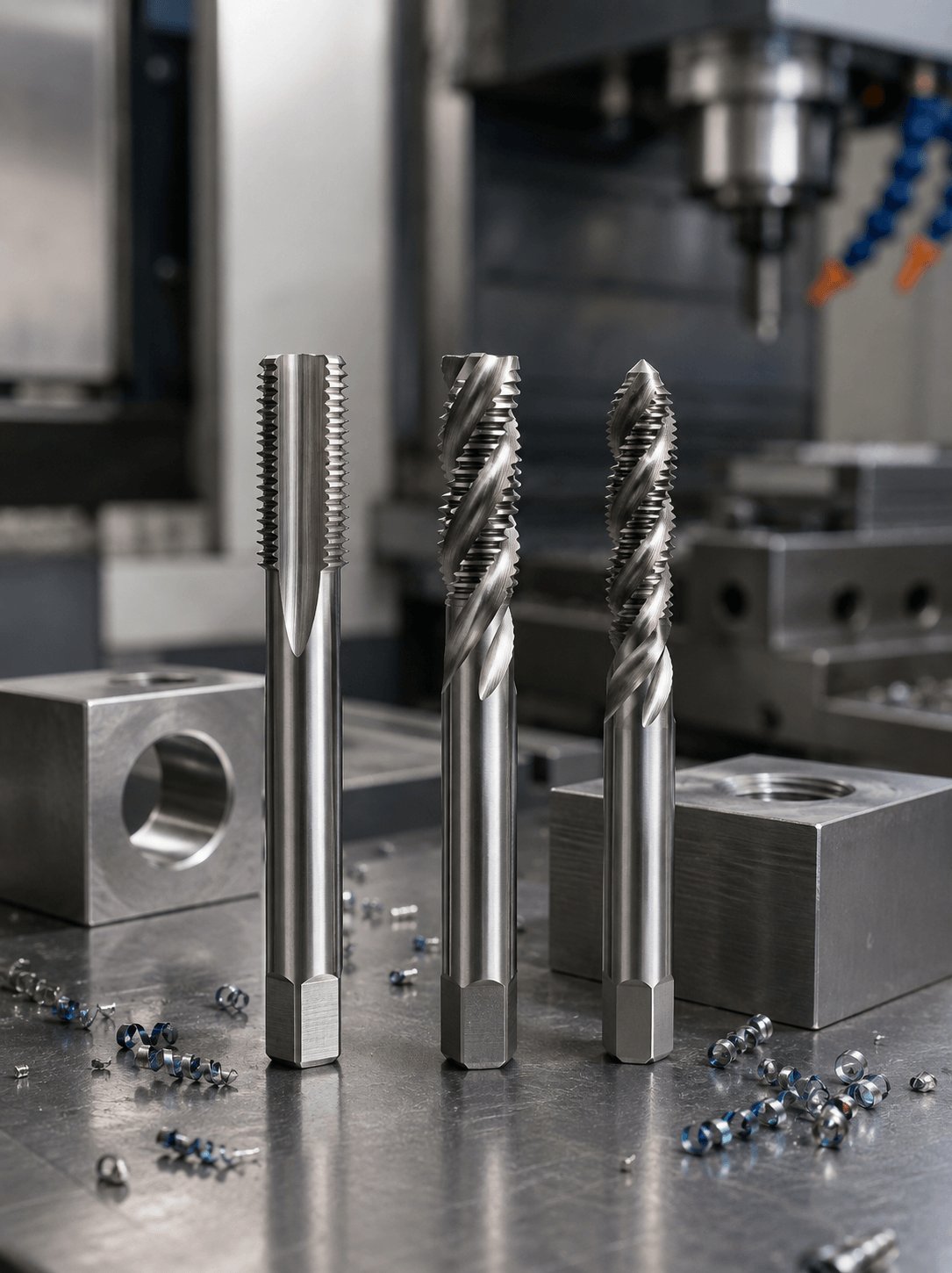 Straight Flute vs. Spiral Flute vs. Spiral Point Taps: How to Choose for Through and Blind Holes