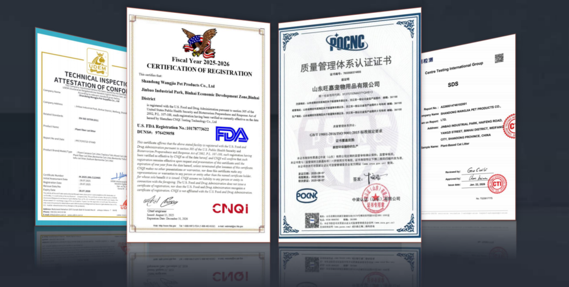 Our Factory Certifications: Quality Back‑up for Plant‑Based Cat Litter