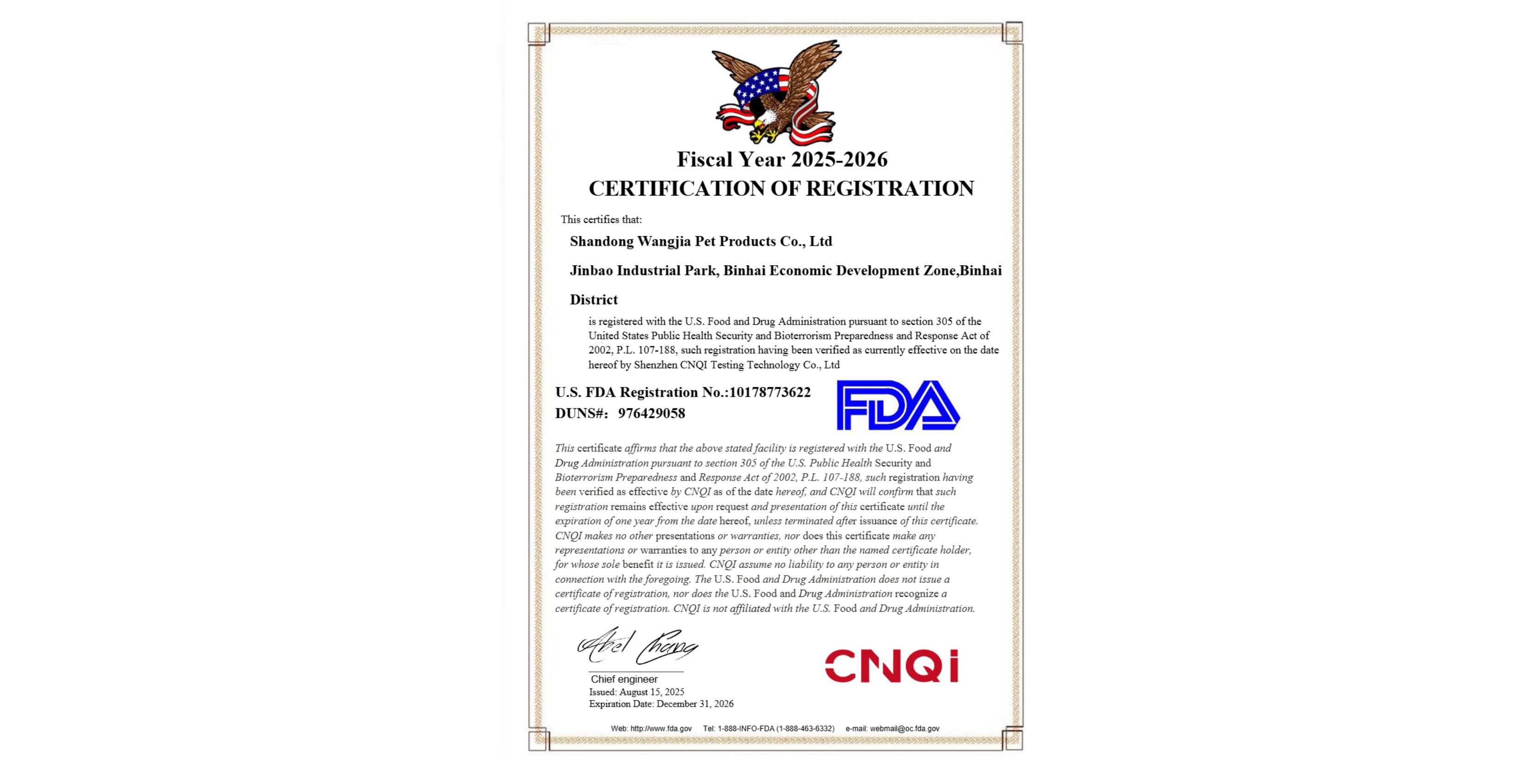 U.S. FDA Registration
