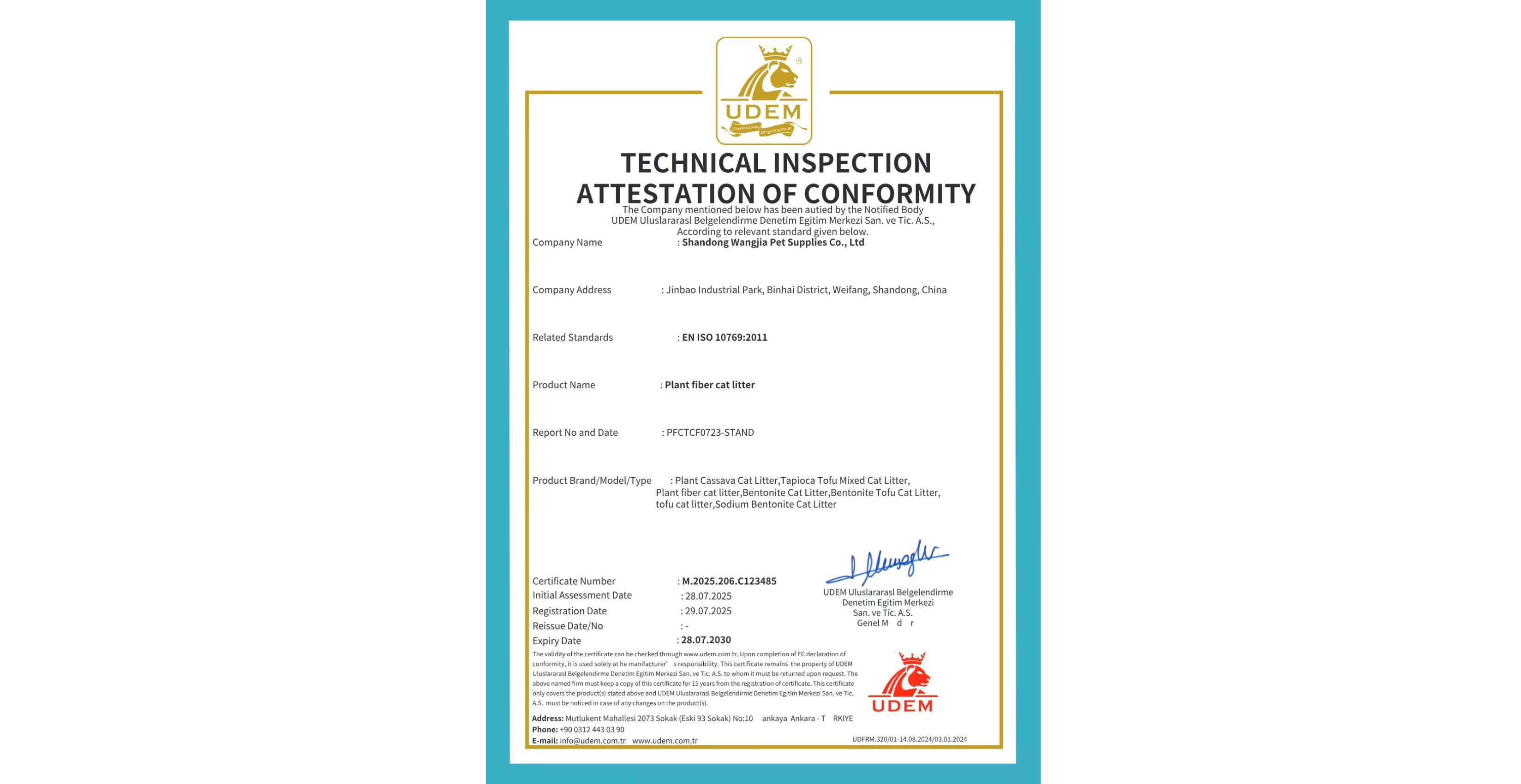 Technical Inspection Attestation of Conformity